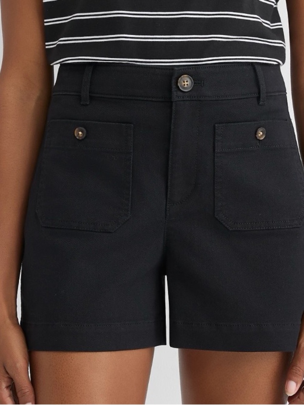 LOFT Palmer Black High-Rise Patch Pocket Shorts NWT